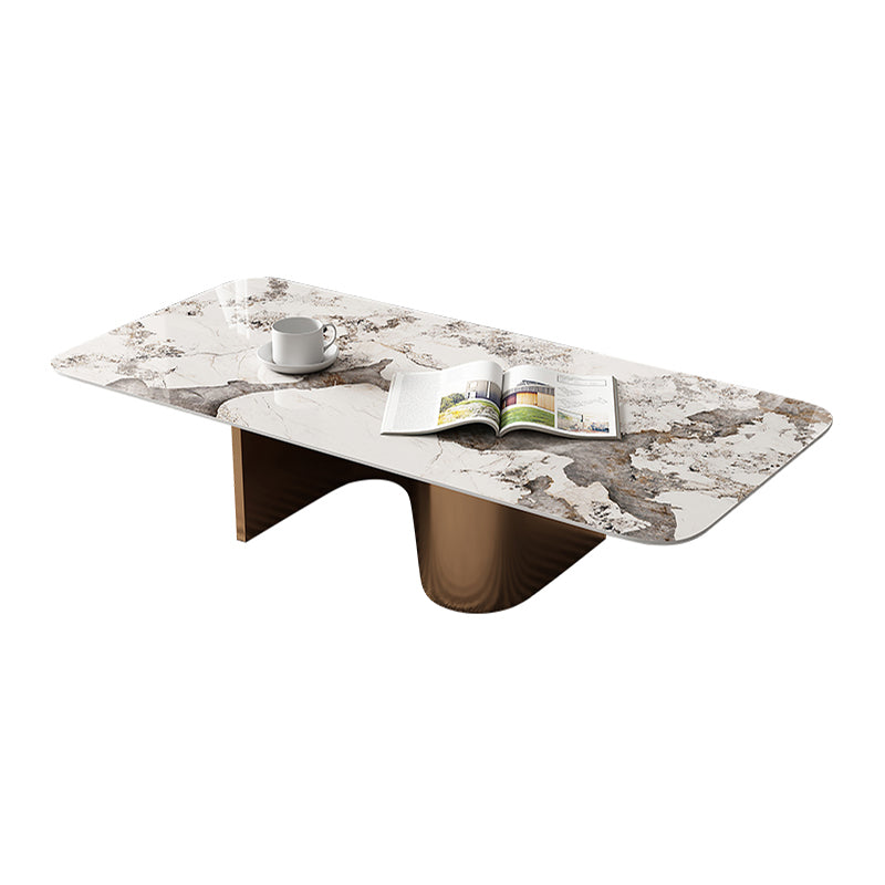 Glam Abstract Coffee Table Slate Coffee Cocktail Table, Brushed