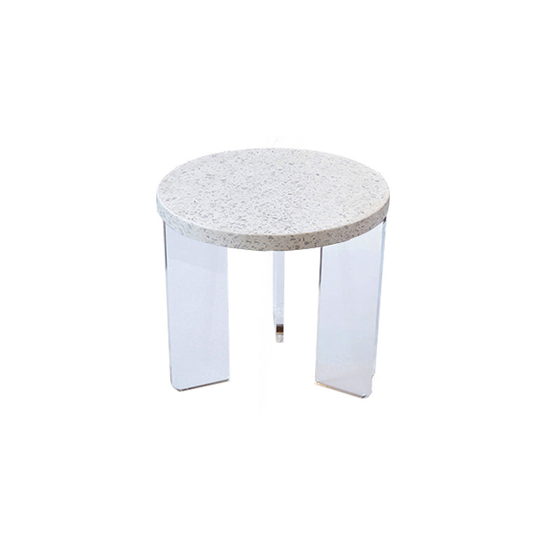 Contemporary Round Terrazzo Cocktail Table Metal/Acrylic 3 Legs Coffee Table