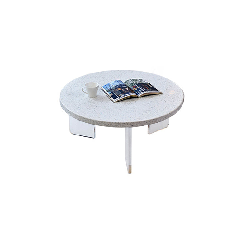 Contemporary Round Terrazzo Cocktail Table Metal/Acrylic 3 Legs Coffee Table