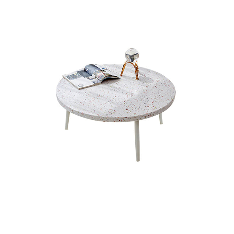 Contemporary Round Terrazzo Cocktail Table Metal/Acrylic 3 Legs Coffee Table