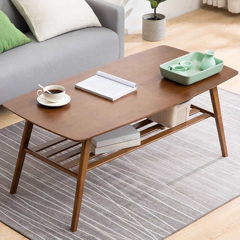 4 Legs Coffee Table Rectangular Single Coffee Table with Shelf