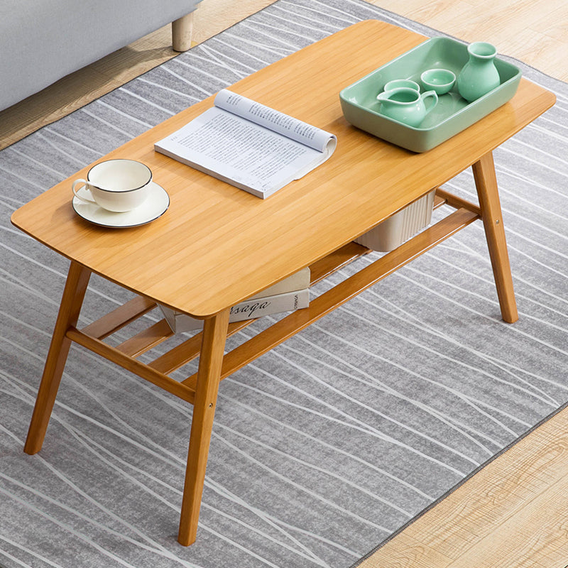 4 Legs Coffee Table Rectangular Single Coffee Table with Shelf