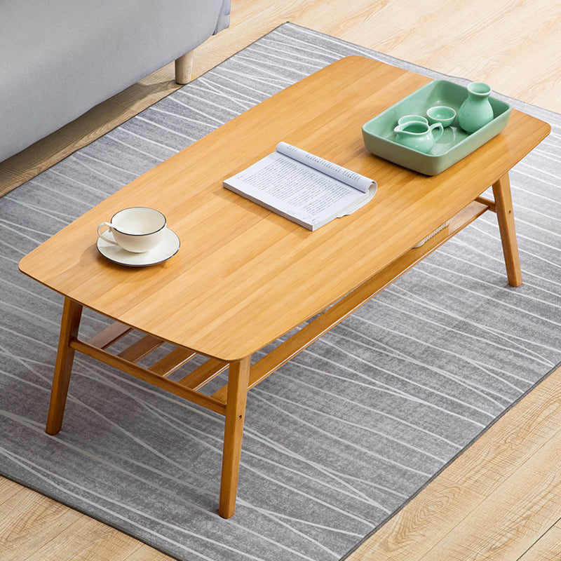 4 Legs Coffee Table Rectangular Single Coffee Table with Shelf