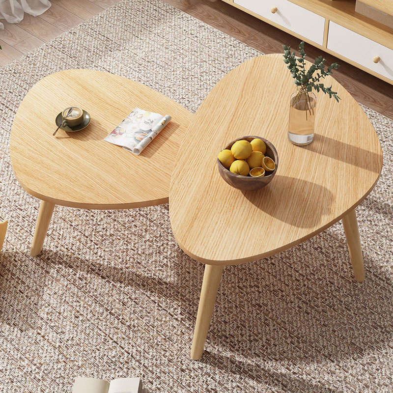 3 Legs Wood Coffee Table Modern Free-Form Nesting Coffee Table Set