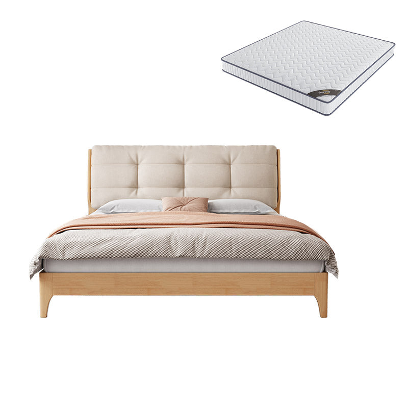 Solid Color Panel Bed Upholstered Headboard Scandinavian Standard Bed