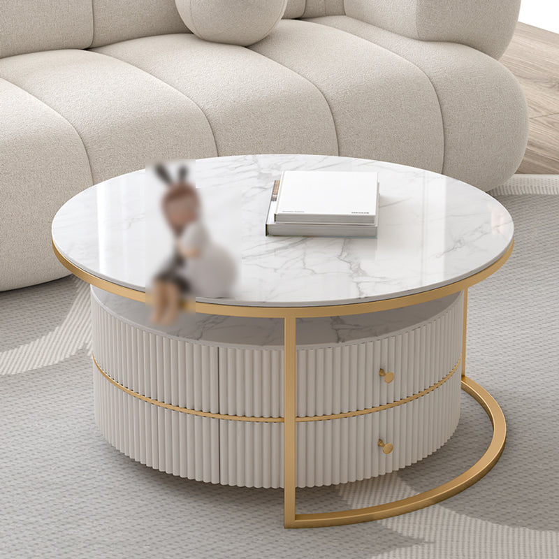 Round Nesting Coffee Table Set Frame Coffee Table with Storage