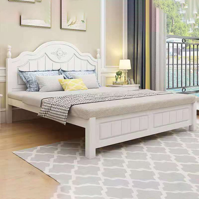 Victorian White Standard Bed Solid Wood Bed Frame with Custom Legs