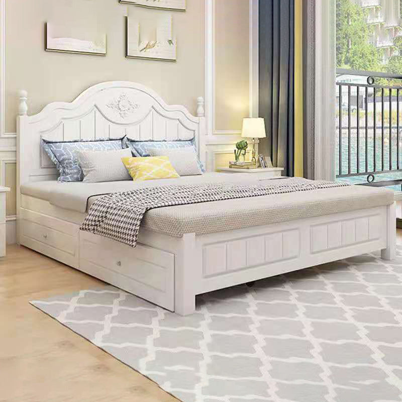 Victorian White Standard Bed Solid Wood Bed Frame with Custom Legs