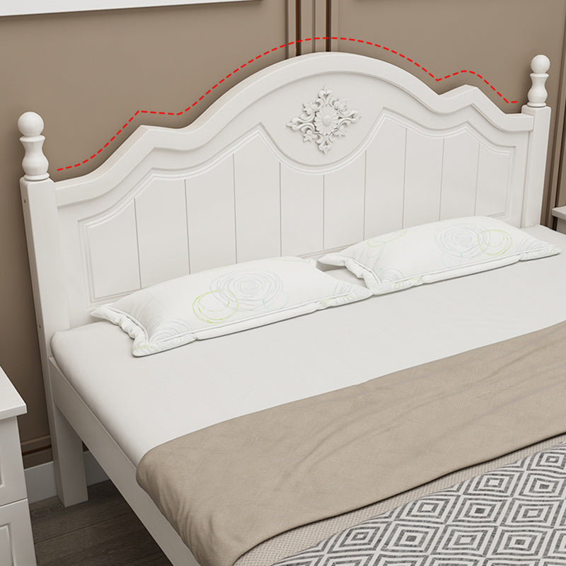 Victorian White Standard Bed Solid Wood Bed Frame with Custom Legs