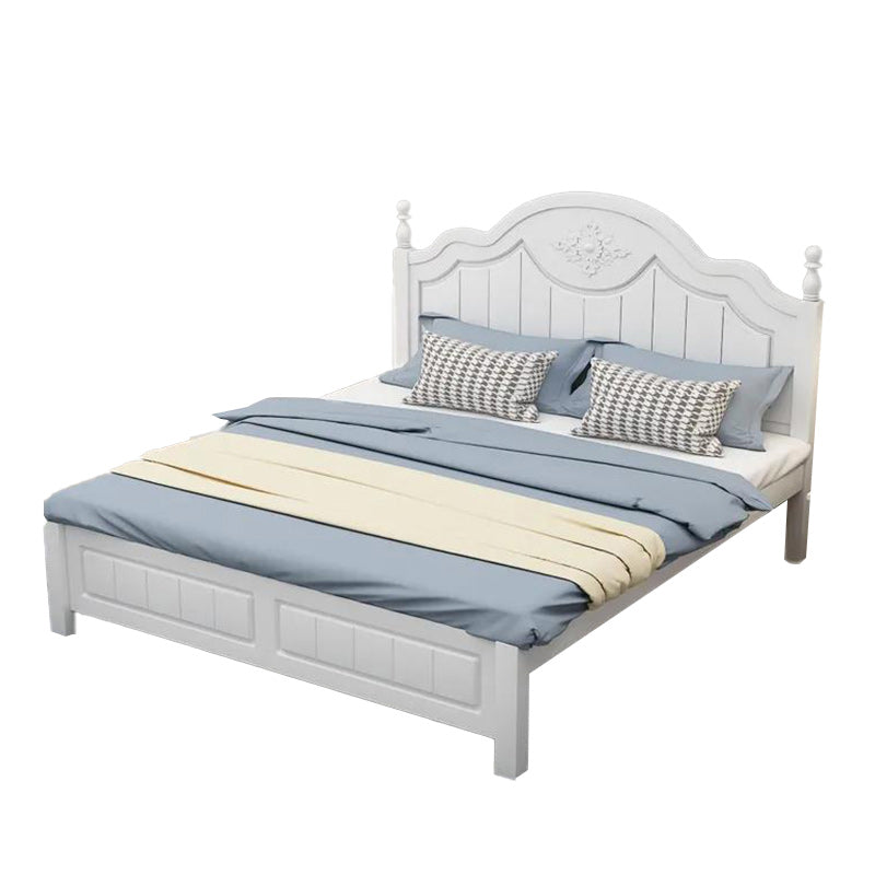 Victorian White Standard Bed Solid Wood Bed Frame with Custom Legs