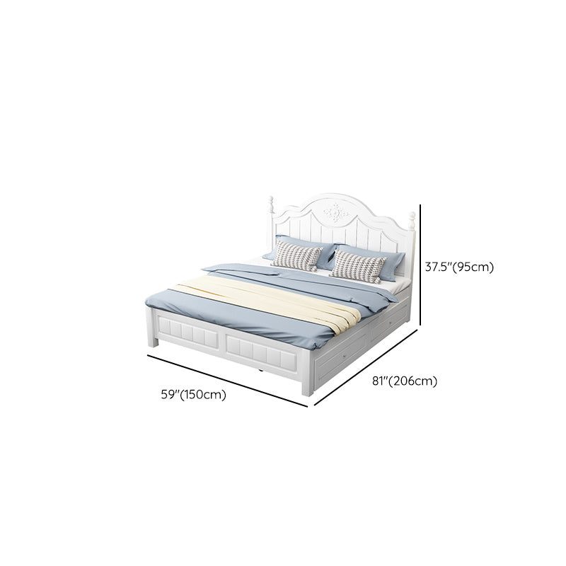 Victorian White Standard Bed Solid Wood Bed Frame with Custom Legs