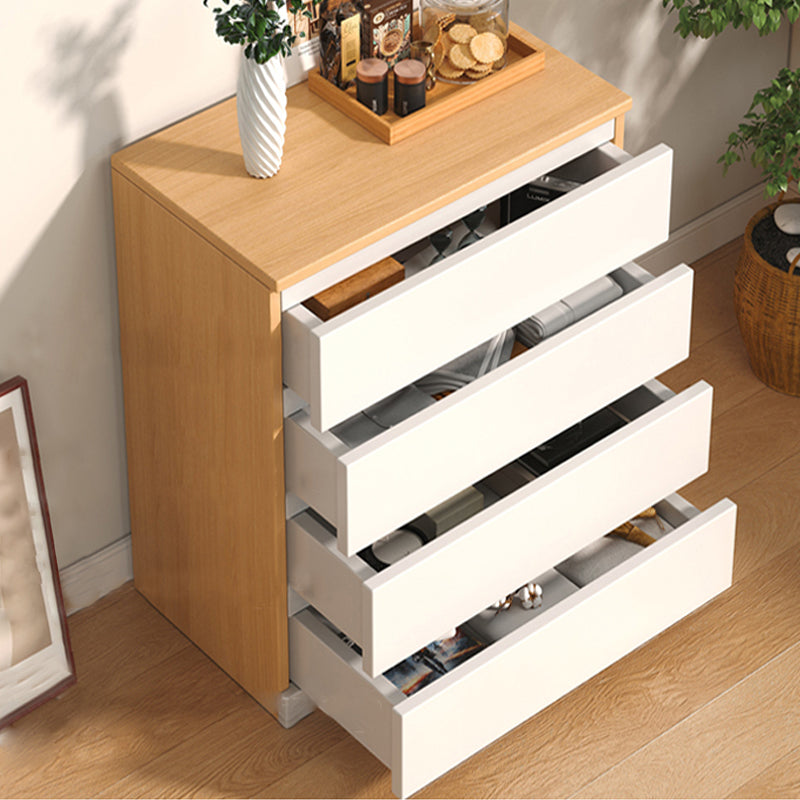 Modern White/Natural Chest with Wooden Drawers Rectangle Chest