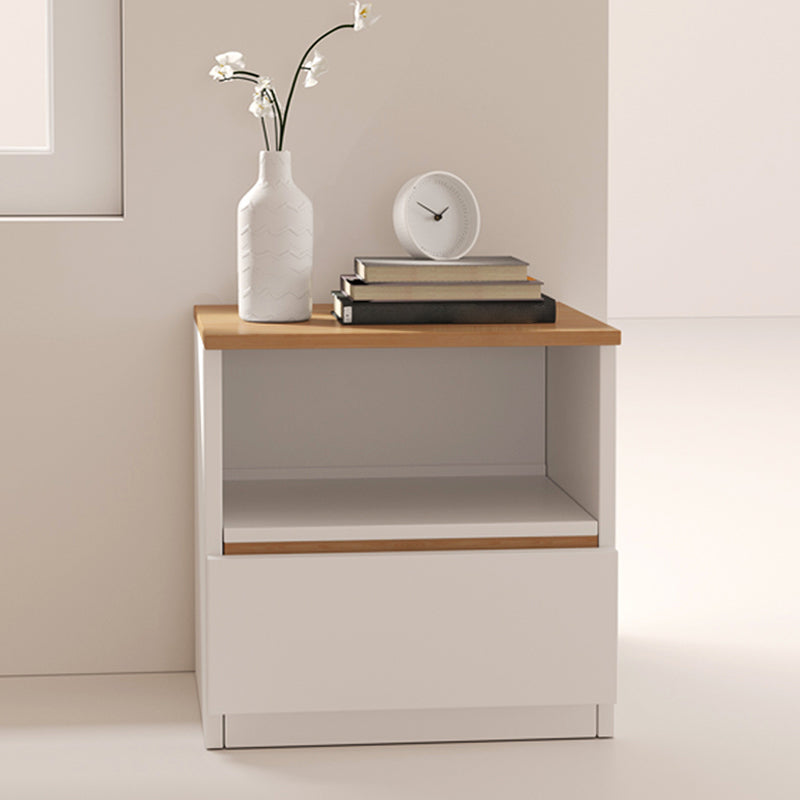 Modern White/Natural Chest with Wooden Drawers Rectangle Chest