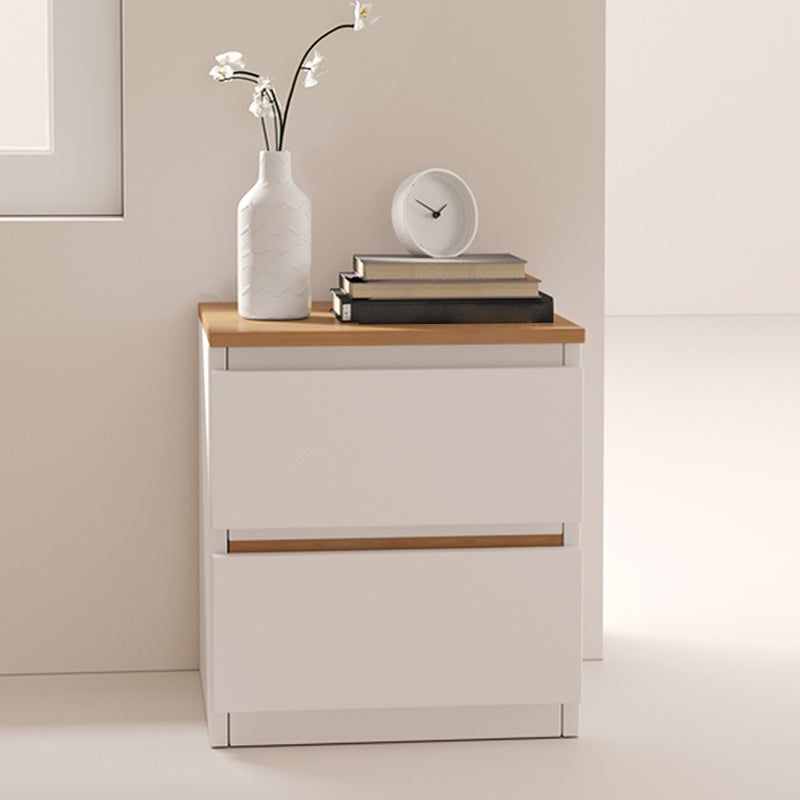 Modern White/Natural Chest with Wooden Drawers Rectangle Chest