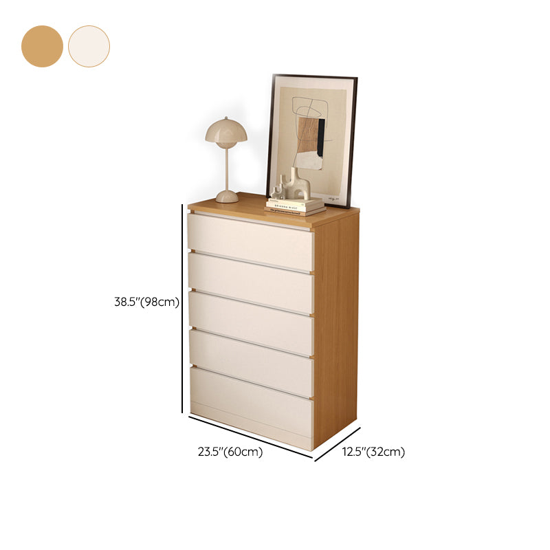 Modern White/Natural Chest with Wooden Drawers Rectangle Chest
