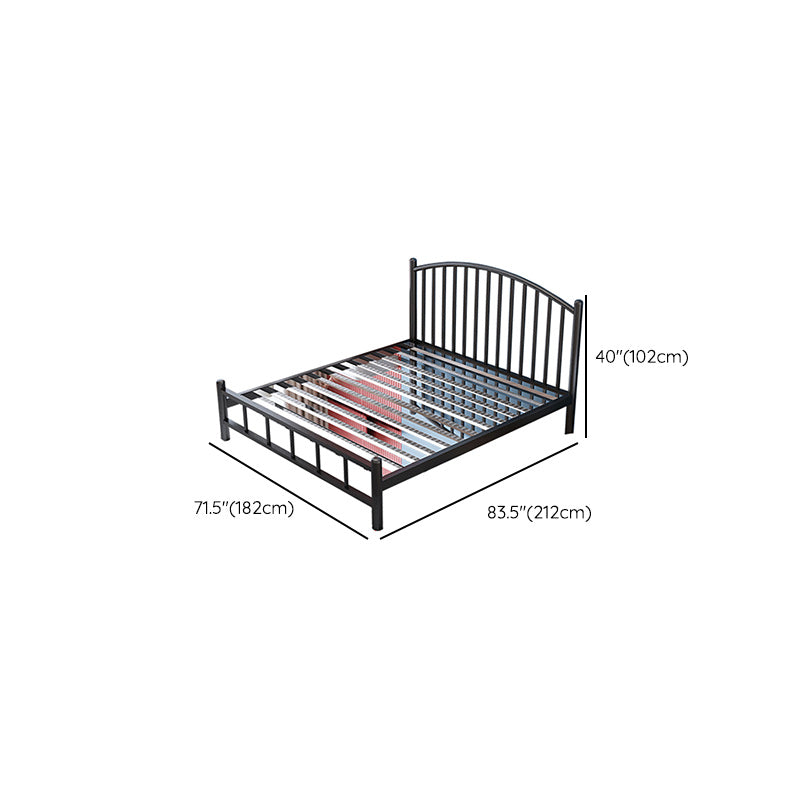 Metal Bed Frame in Stainless Steel 40.16" H Open-Frame Bed with Headboard