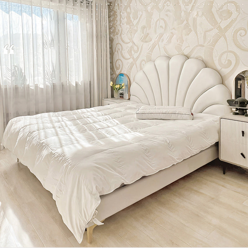 Contemporary Genuine Leather Standard Bed Frame Upholstered Headboard