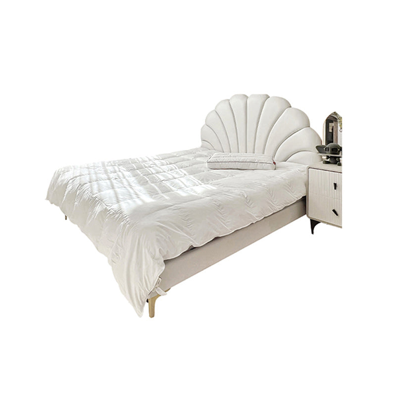 Contemporary Genuine Leather Standard Bed Frame Upholstered Headboard