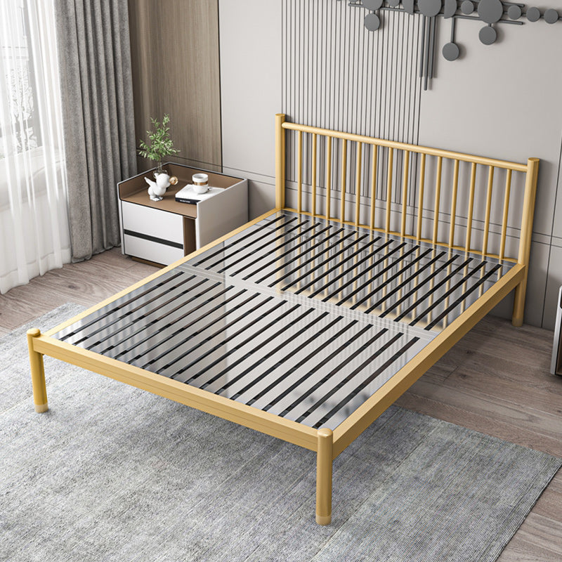 Contemporary Metal Standard Bed with Metal Legs Bed Frame with Headboard
