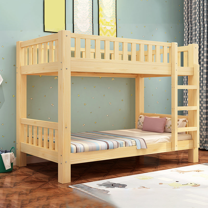 Solid Wood Bunk Bed Contemporary Rubberwood Bed with Headboard