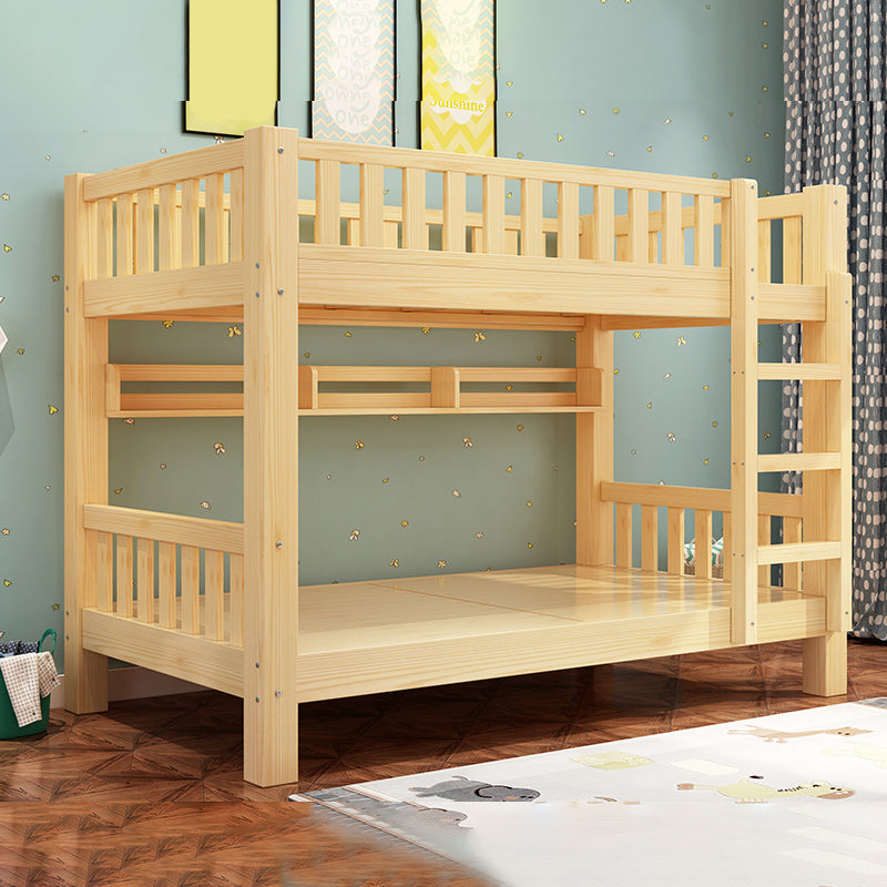 Solid Wood Bunk Bed Contemporary Rubberwood Bed with Headboard