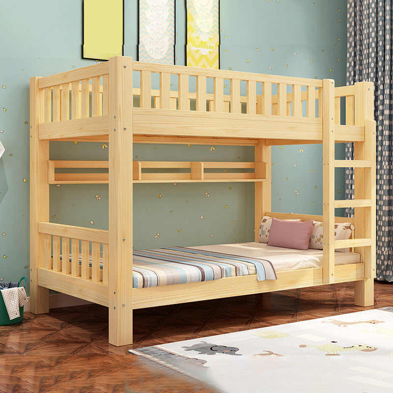 Solid Wood Bunk Bed Contemporary Rubberwood Bed with Headboard