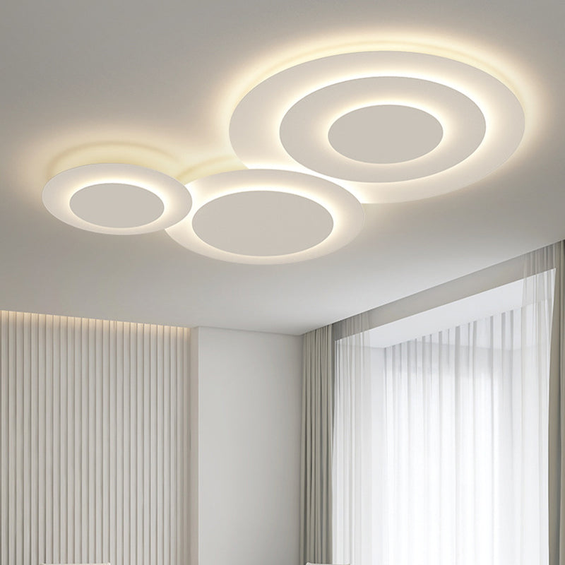 Nordic Flush Mount Multi-Layer LED Ceiling Light Fixture in White for Living Room