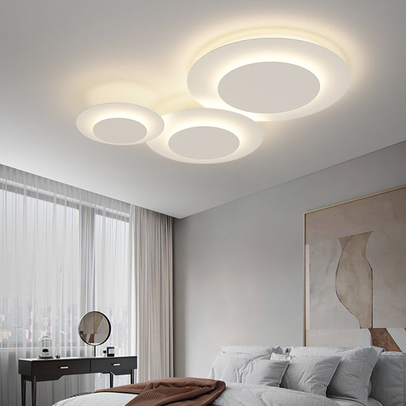 Nordic Flush Mount Multi-Layer LED Ceiling Light Fixture in White for Living Room