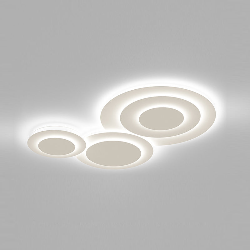 Nordic Flush Mount Multi-Layer LED Ceiling Light Fixture in White for Living Room