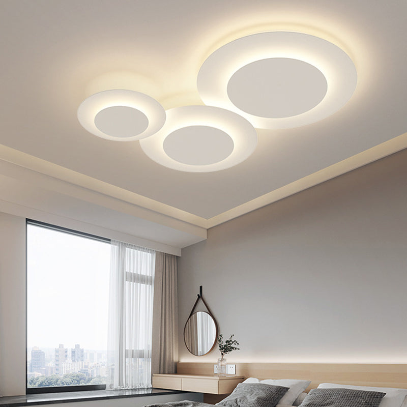 Nordic Flush Mount Multi-Layer LED Ceiling Light Fixture in White for Living Room