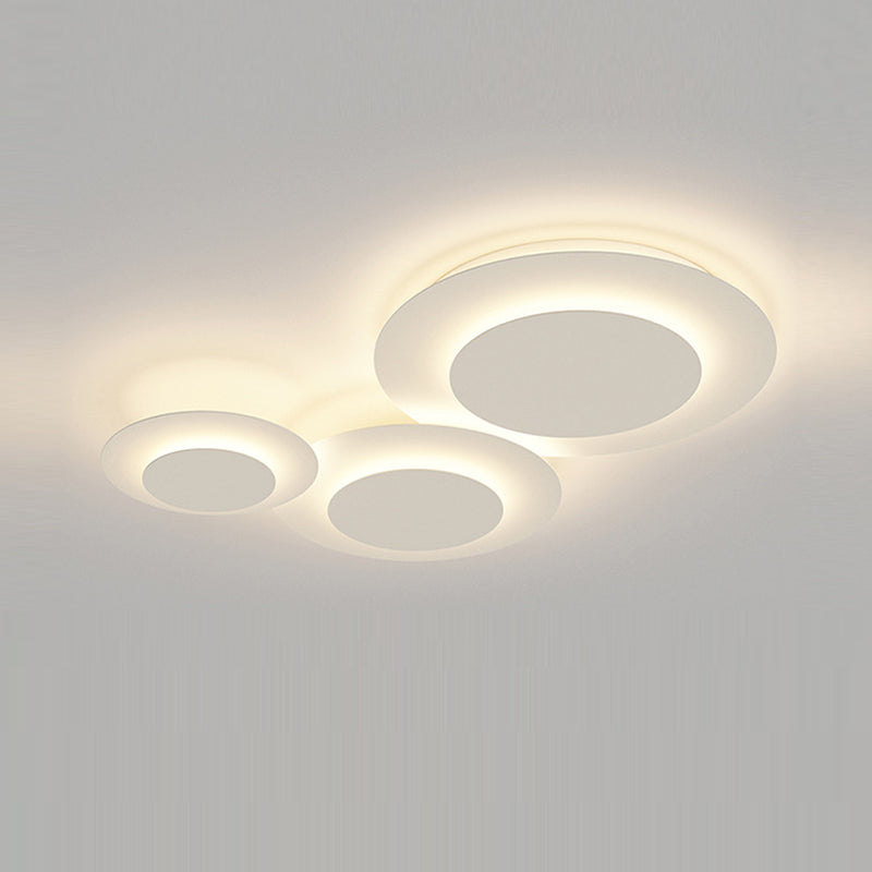 Nordic Flush Mount Multi-Layer LED Ceiling Light Fixture in White for Living Room