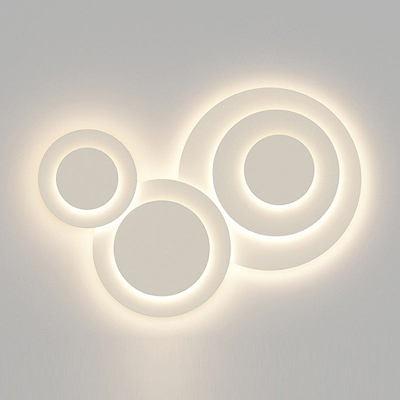 Nordic Flush Mount Multi-Layer LED Ceiling Light Fixture in White for Living Room