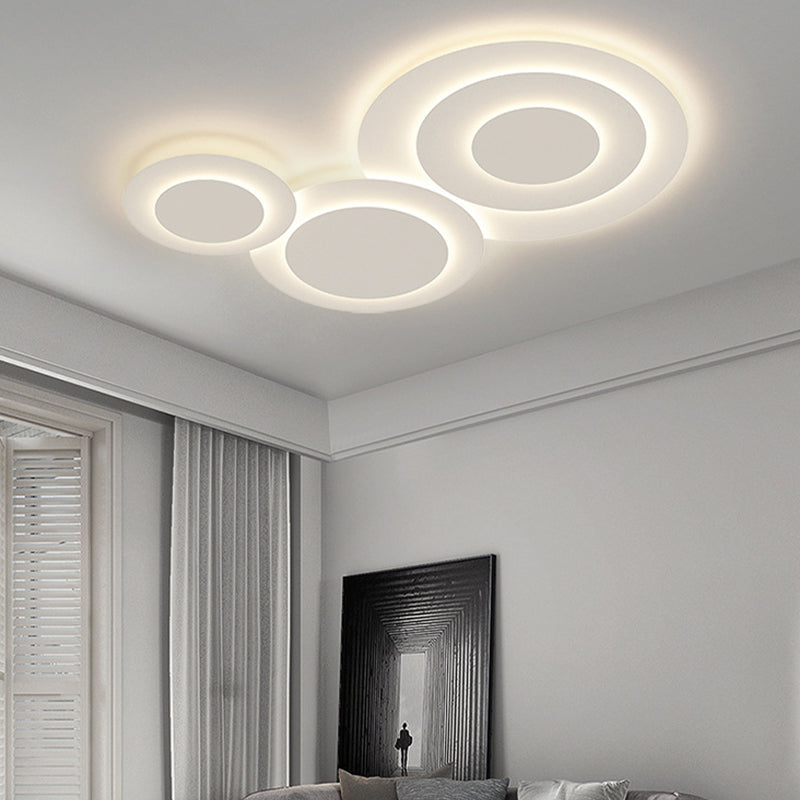 Nordic Flush Mount Multi-Layer LED Ceiling Light Fixture in White for Living Room