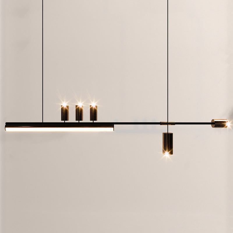3/6-Light Black Kitchen Island Lighting Modernism Metal Ceiling Light