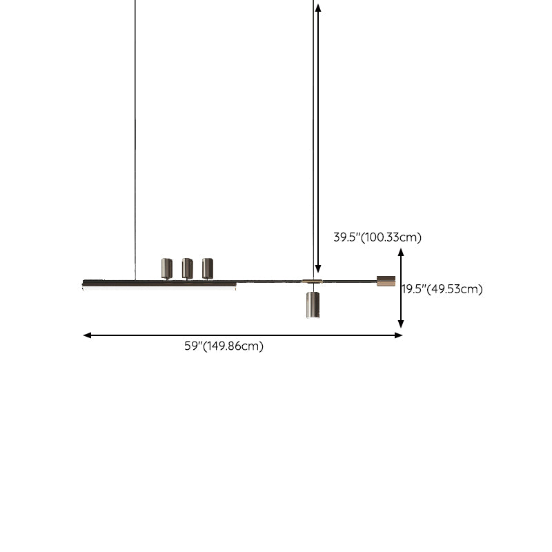 3/6-Light Black Kitchen Island Lighting Modernism Metal Ceiling Light