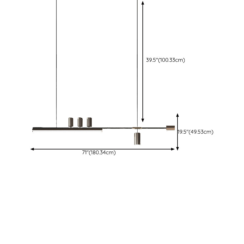 3/6-Light Black Kitchen Island Lighting Modernism Metal Ceiling Light