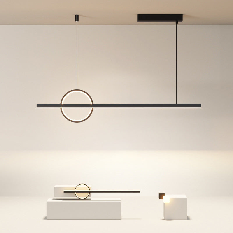 2-Light Modernism Black Island Lighting LED Metal Ceiling Light for Kitchen