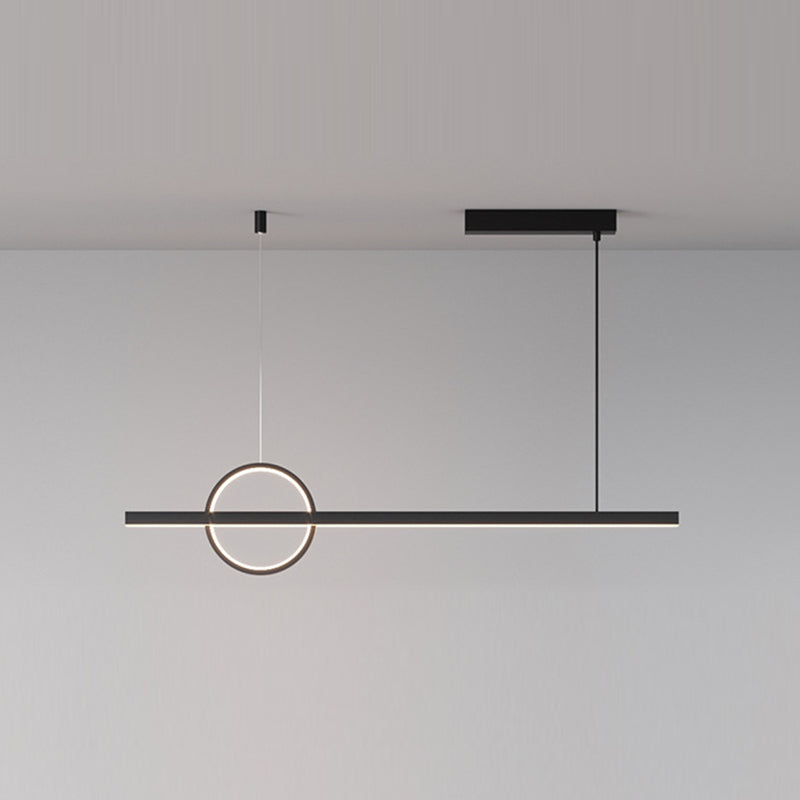2-Light Modernism Black Island Lighting LED Metal Ceiling Light for Kitchen