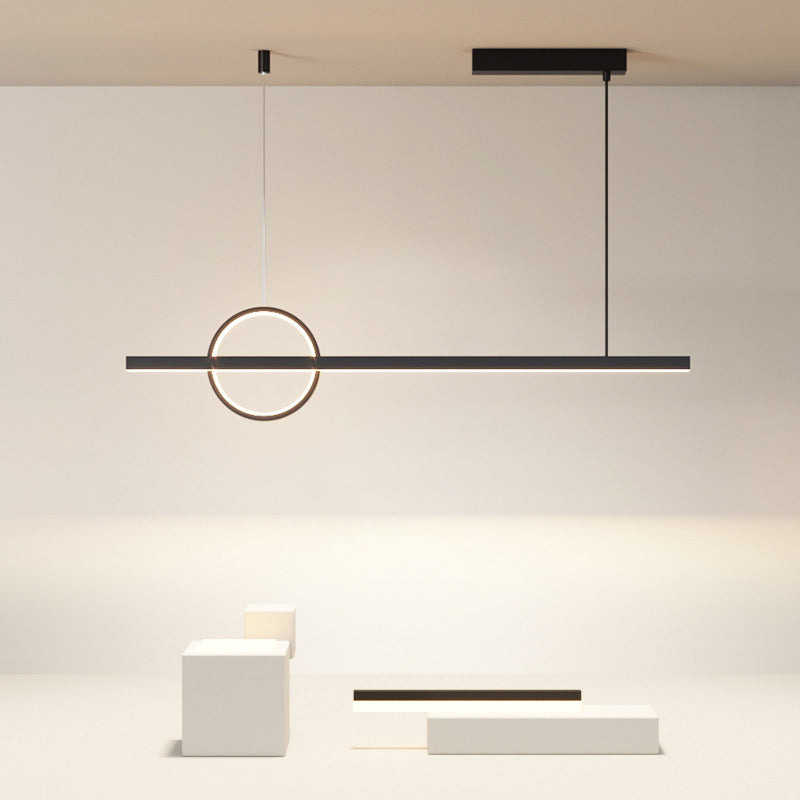 2-Light Modernism Black Island Lighting LED Metal Ceiling Light for Kitchen