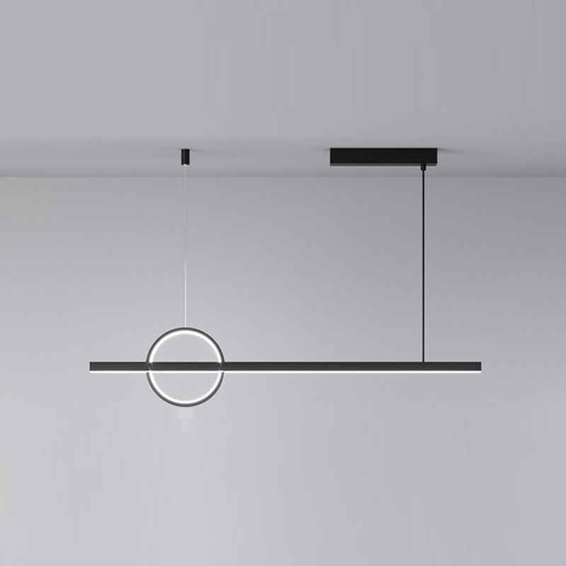 2-Light Modernism Black Island Lighting LED Metal Ceiling Light for Kitchen