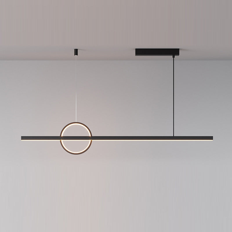2-Light Modernism Black Island Lighting LED Metal Ceiling Light for Kitchen
