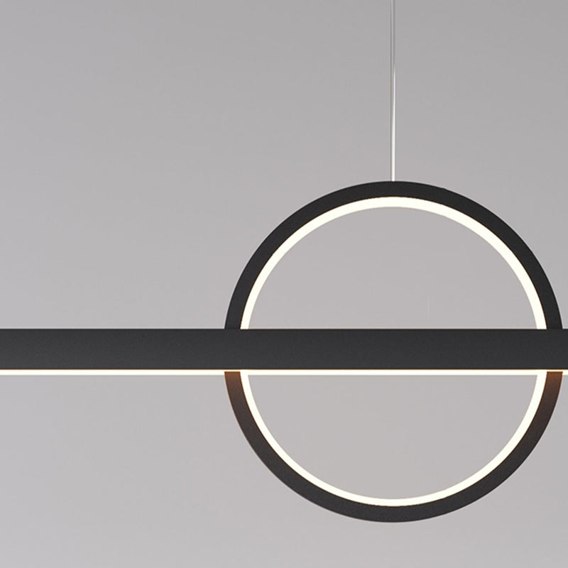 2-Light Modernism Black Island Lighting LED Metal Ceiling Light for Kitchen