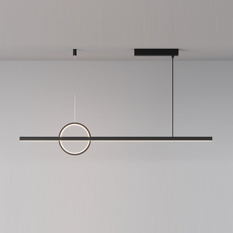 2-Light Modernism Black Island Lighting LED Metal Ceiling Light for Kitchen