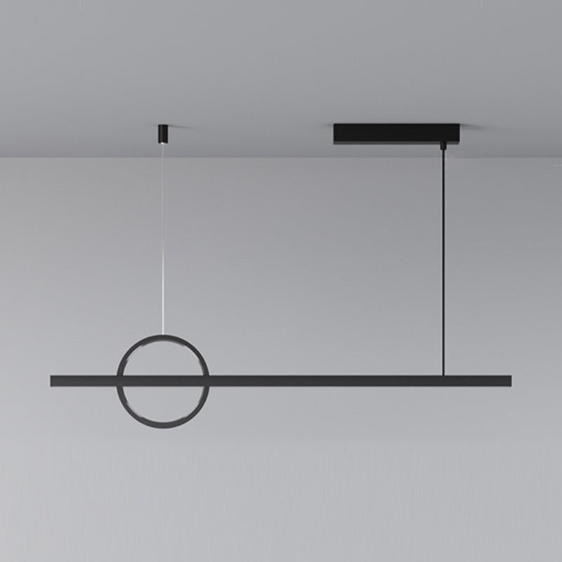 2-Light Modernism Black Island Lighting LED Metal Ceiling Light for Kitchen