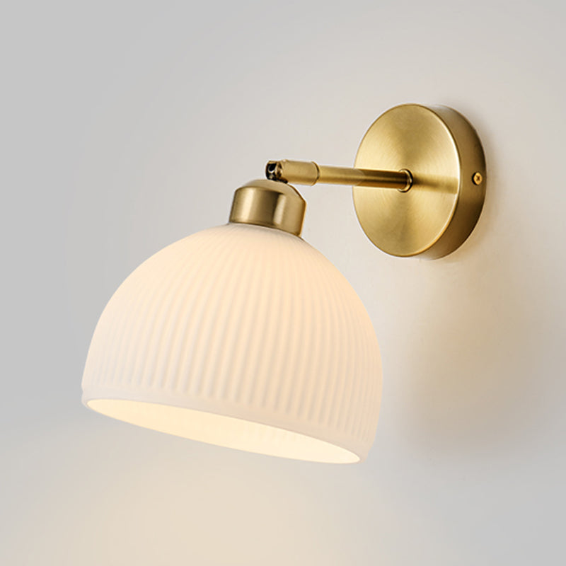 Nordic Style Wall Light Dome Shape Adjustable Wall Lamp with Glass Shade for Bedroom