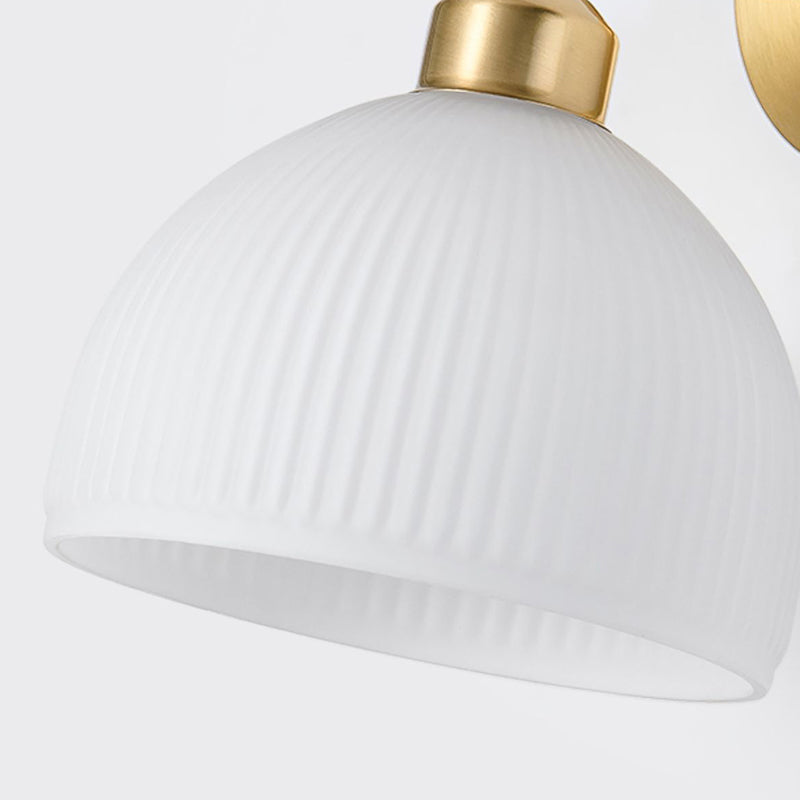 Nordic Style Wall Light Dome Shape Adjustable Wall Lamp with Glass Shade for Bedroom