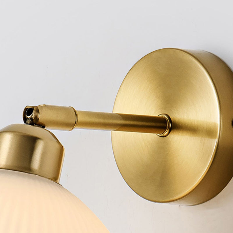 Nordic Style Wall Light Dome Shape Adjustable Wall Lamp with Glass Shade for Bedroom