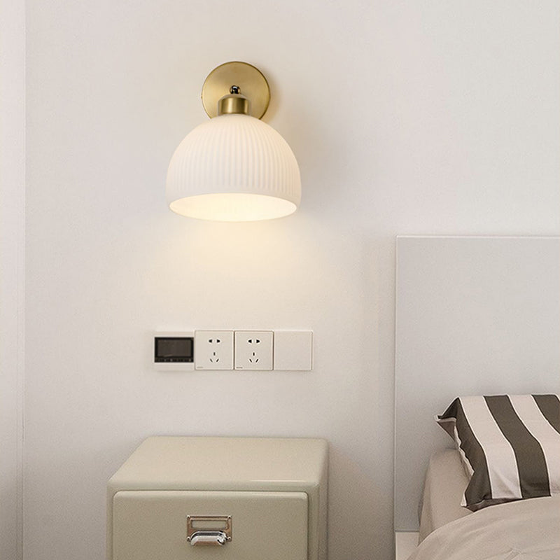 Nordic Style Wall Light Dome Shape Adjustable Wall Lamp with Glass Shade for Bedroom
