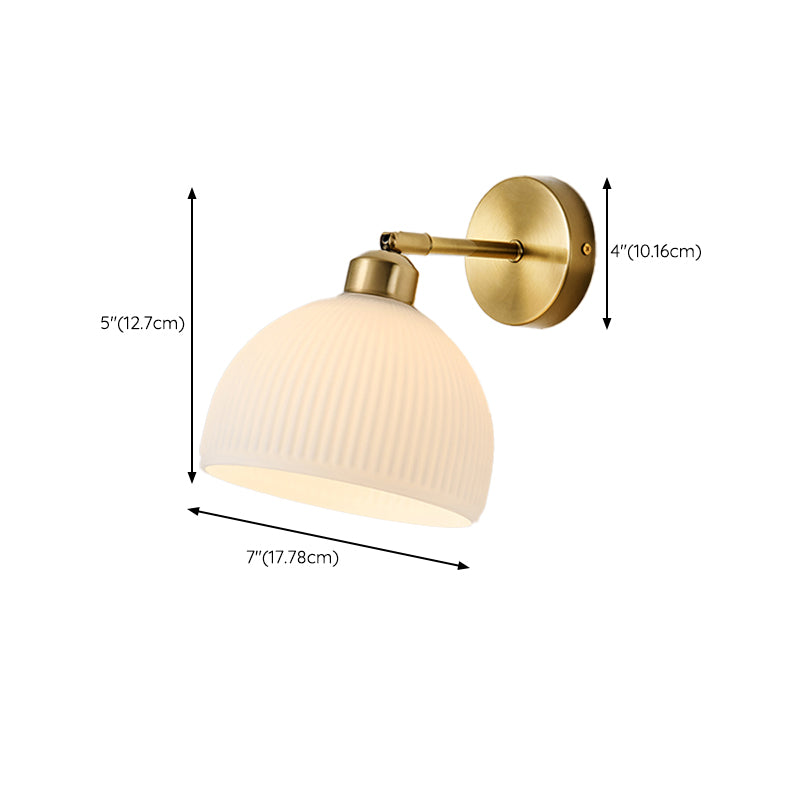 Nordic Style Wall Light Dome Shape Adjustable Wall Lamp with Glass Shade for Bedroom