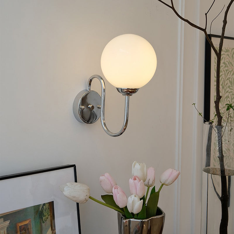 Nordic Style Wall Light Ball Shape Wall Lamp with Glass Shade for Living Room